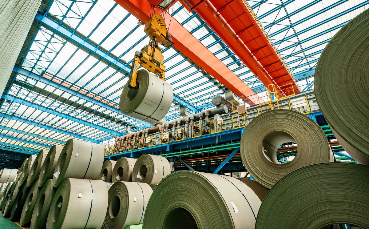 Industrial steel plate storage yard